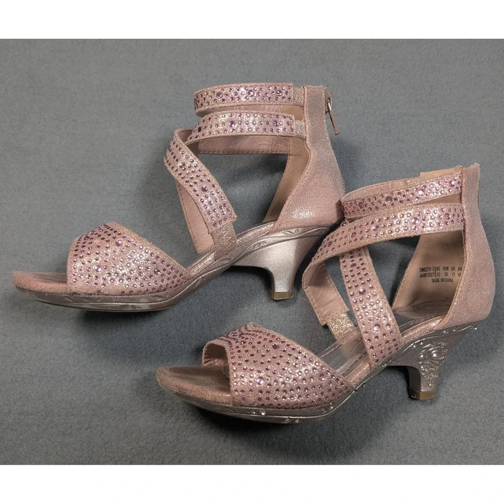 Dream Pairs Kitten Heels Girls Studded Pumps Pink Party Dress Up Size 12